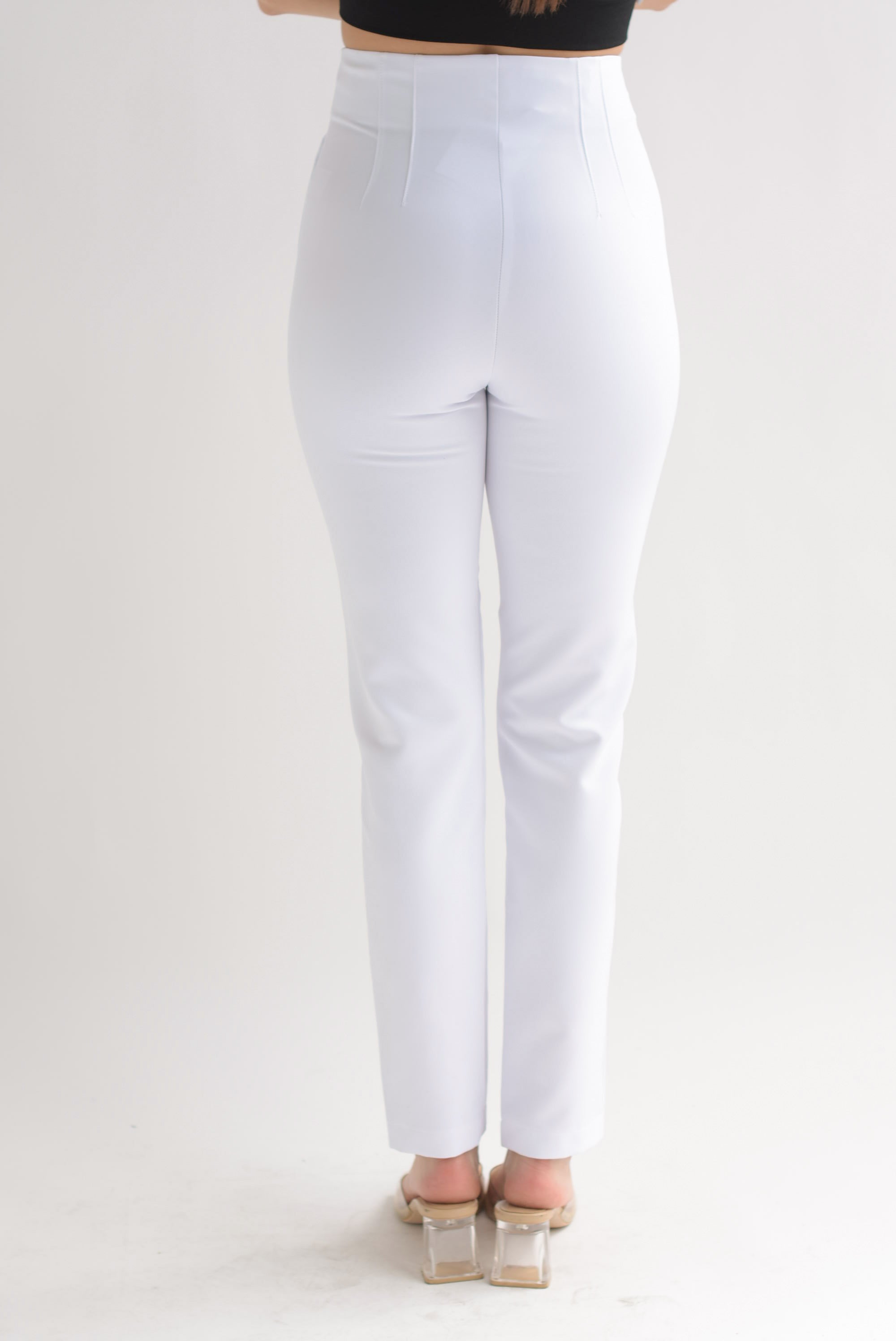 Pantalón recto pinzas Blanco