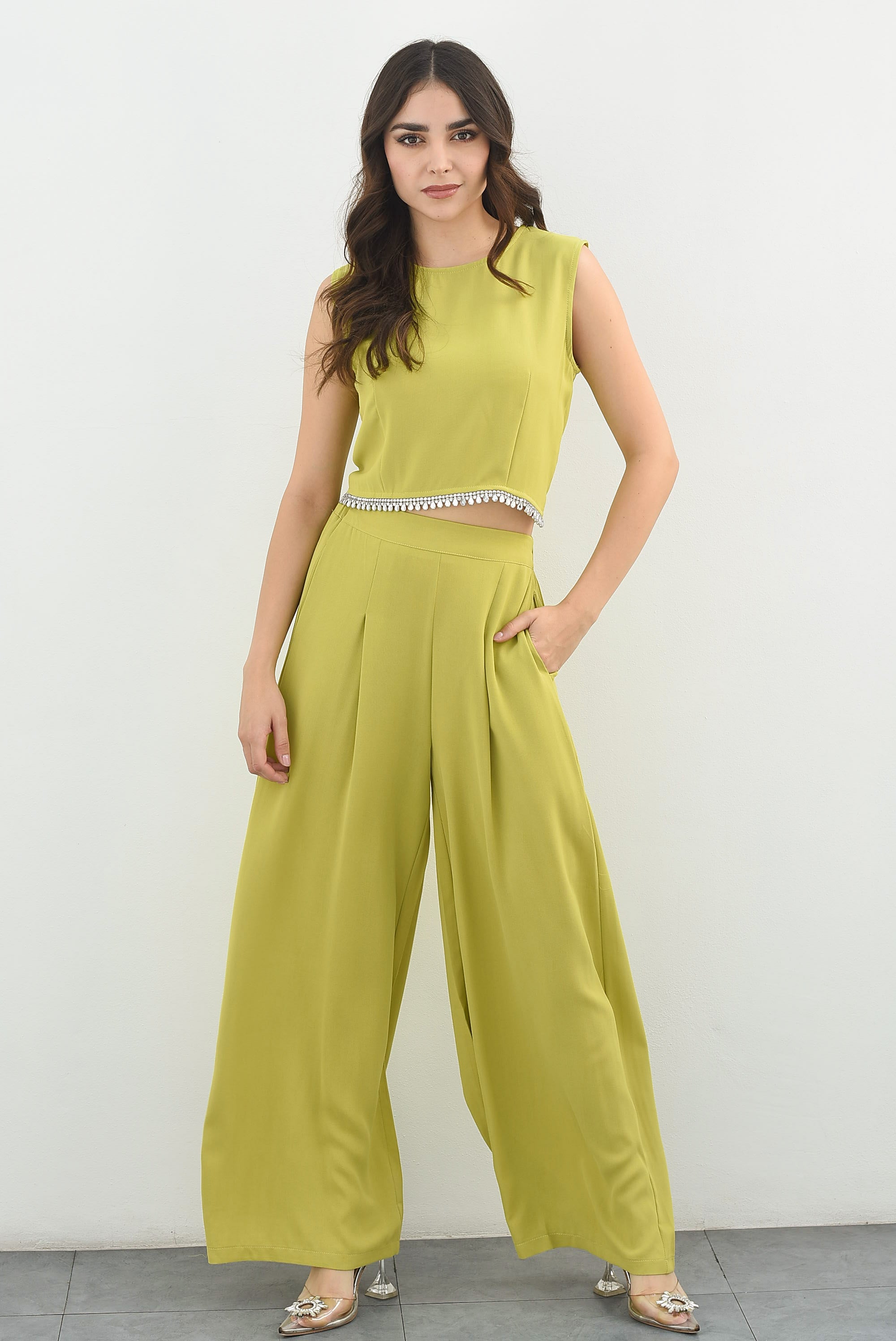 Set Pantalón y Blusa filo Joya Lime