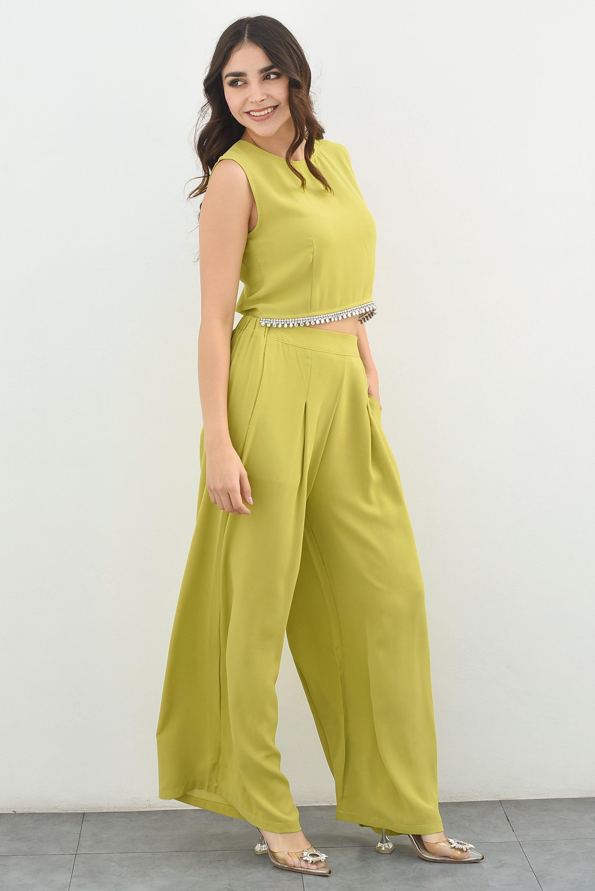 Set Pantalón y Blusa filo Joya Lime