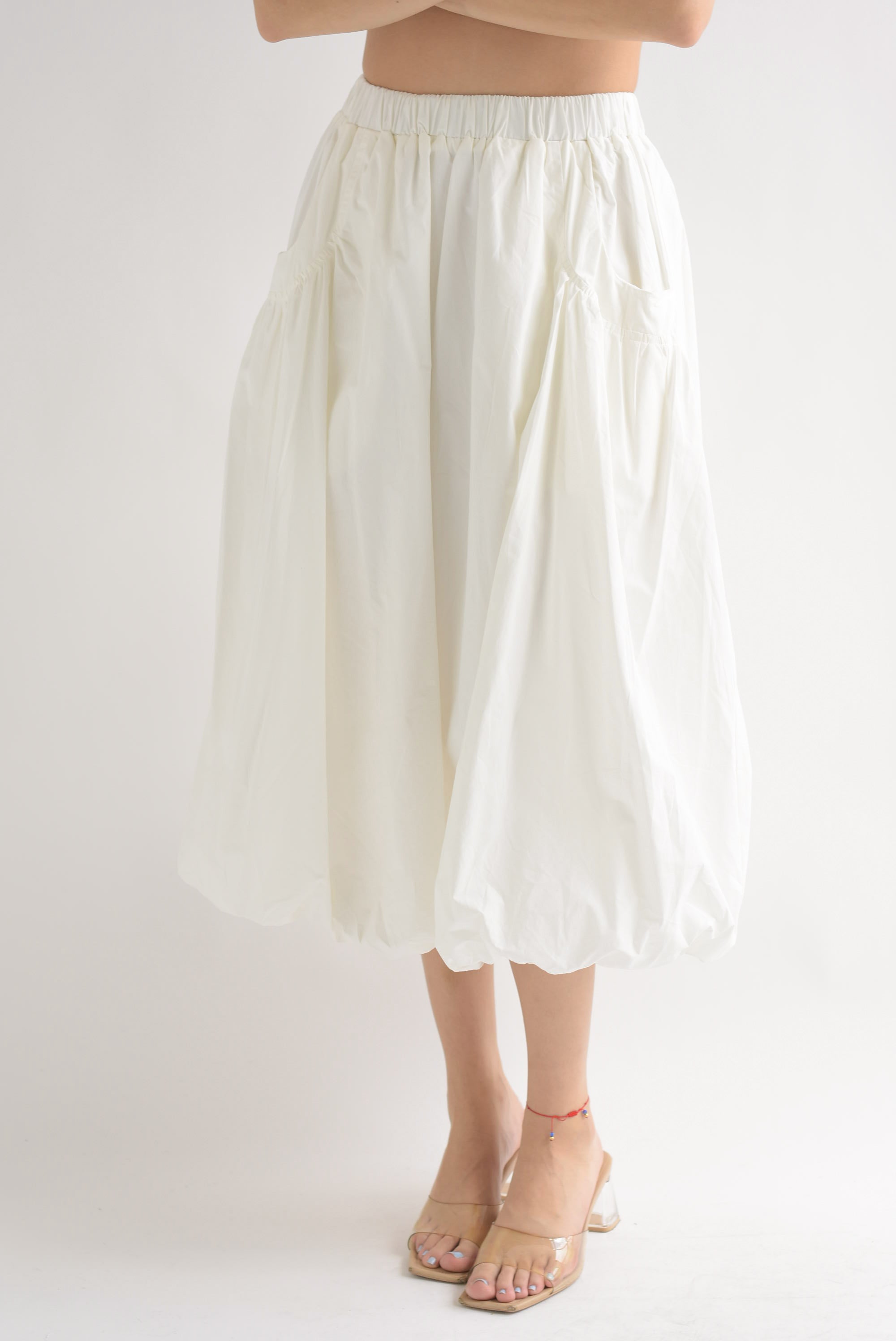 Falda globo bolsillos Blanco