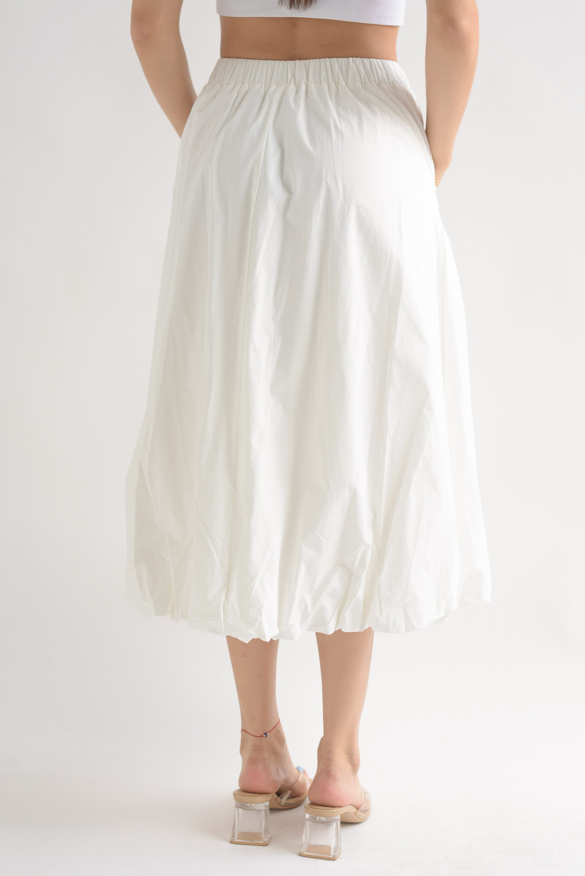 Falda globo bolsillos Blanco