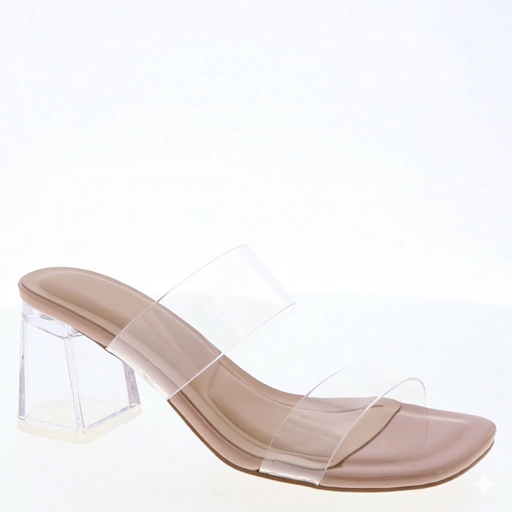 Sandalia vinil tacón ancho