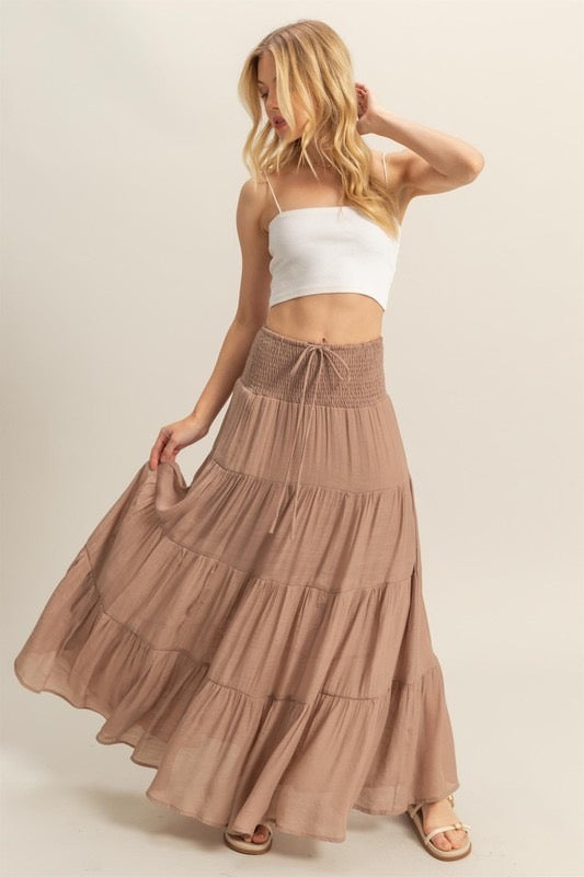 Falda boho pretina elástica Moka