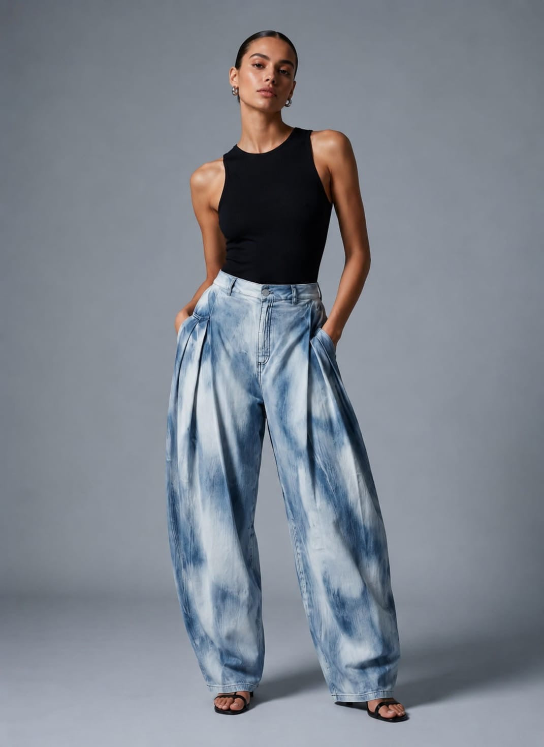 Jeans barrel pinzas acidwash