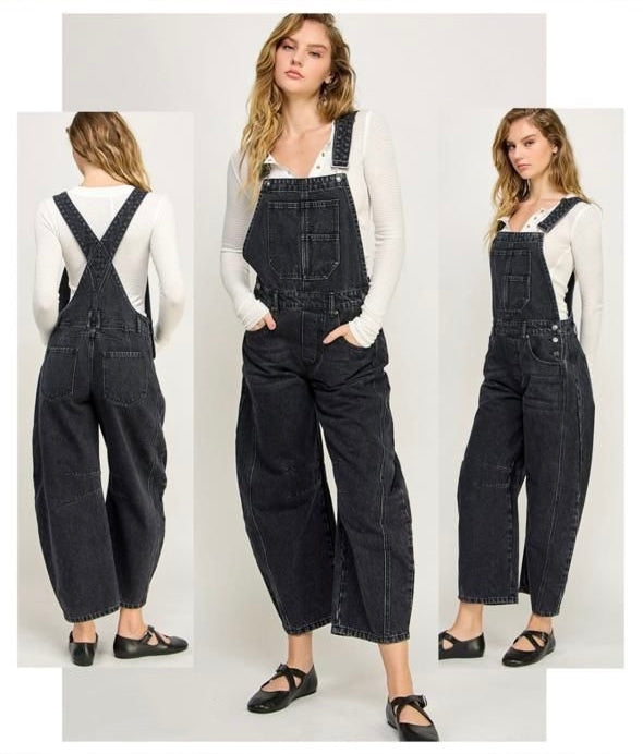 Overol Barrel Denim Negro