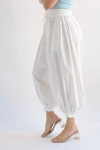 Fashion Styled Pantalón globo cintura elástica Blanco