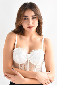 Fashion Styled Corset lencero encaje Blanco