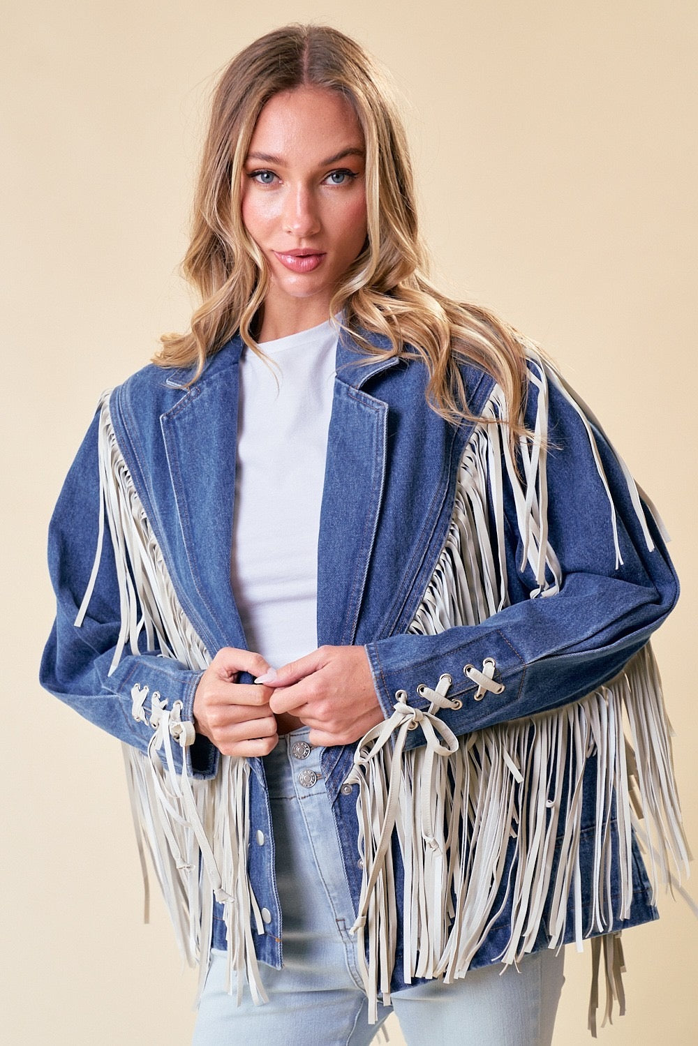 Blazer Denim flecos vinipiel