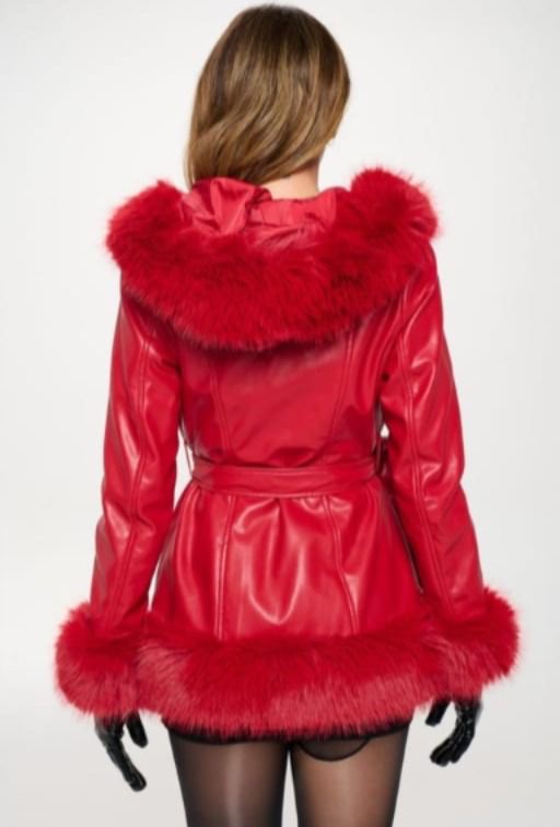 Abrigo fur cinta Rojo