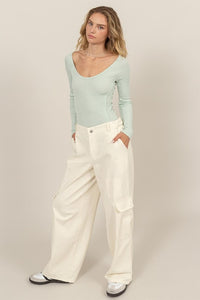 Fashion Styled Jeans cargo wide leg Ivory