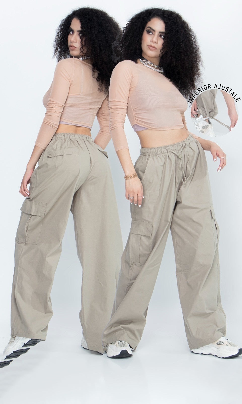 Pantalón parachute Verde olivo