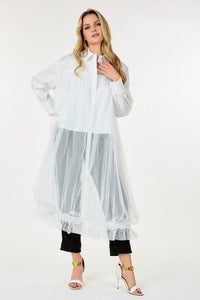 Fashion Styled Camisa larga tulle Blanca