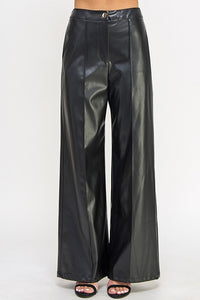 Fashion Styled Pantalón wide leg vinipiel Negro