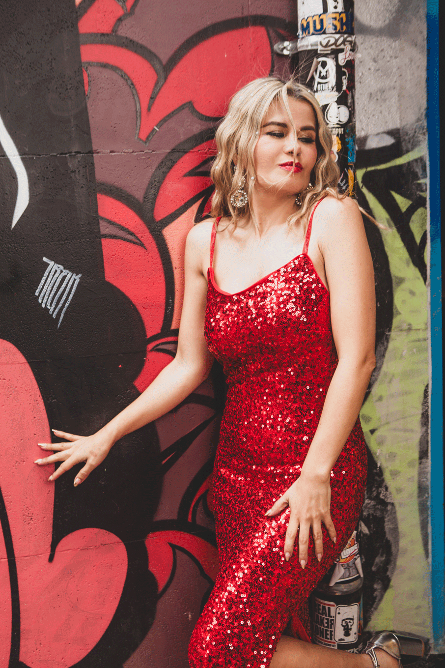 Vestido largo lentejuela tirantes Rojo