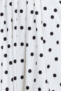 Fashion Styled Vestido globo strapless Polka Dots Blanco