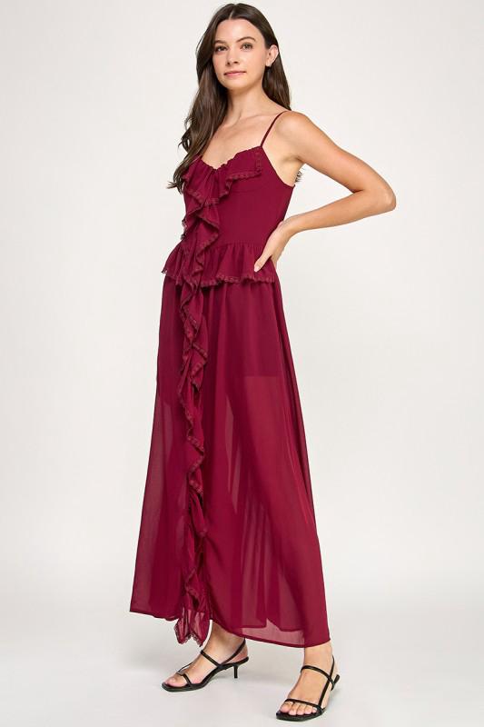 Maxi blusa olanes tira encaje Rojo