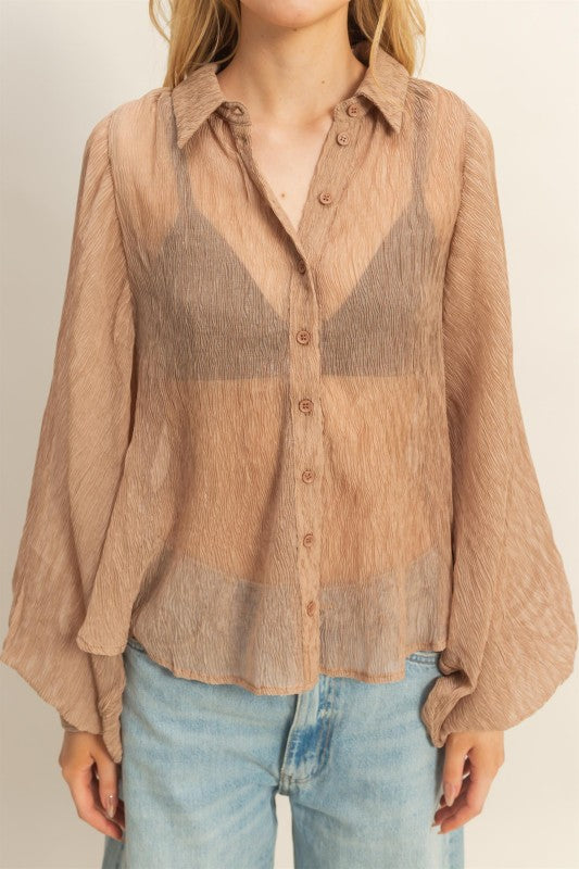 Blusa corrugada manga vampiro Moka