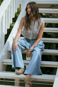 Fashion Styled Jeans pretina larga pinzas Denim Light