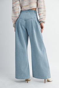Fashion Styled Jeans pretina larga pinzas Denim Light