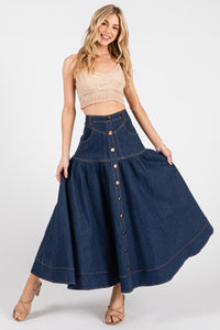 Fashion Styled Falda pretina larga Denim dark