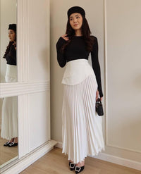 Fashion Styled Falda plisada pretina removible Blanca