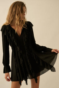 Fashion Styled Vestido olanes cinta Negro
