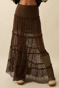 Fashion Styled Falda texturizada olanes encaje Café