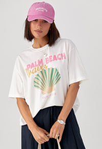 Fashion Styled T-shirt PALM BEACH Blanco