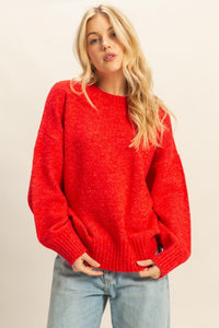 Fashion Styled Sweater punto jaspeado Rojo