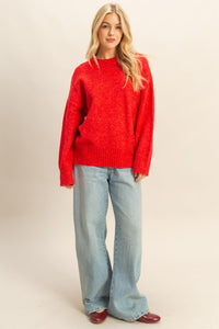 Fashion Styled Sweater punto jaspeado Rojo