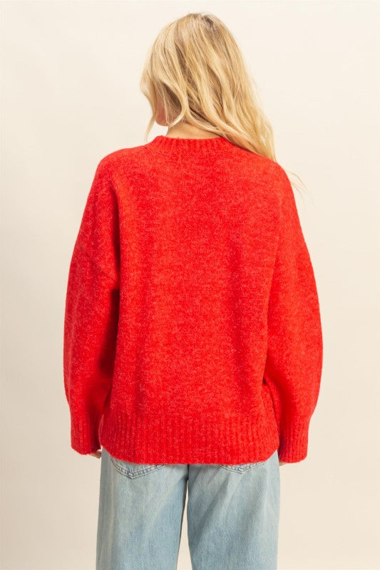 Sweater punto jaspeado Rojo