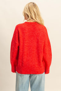 Fashion Styled Sweater punto jaspeado Rojo
