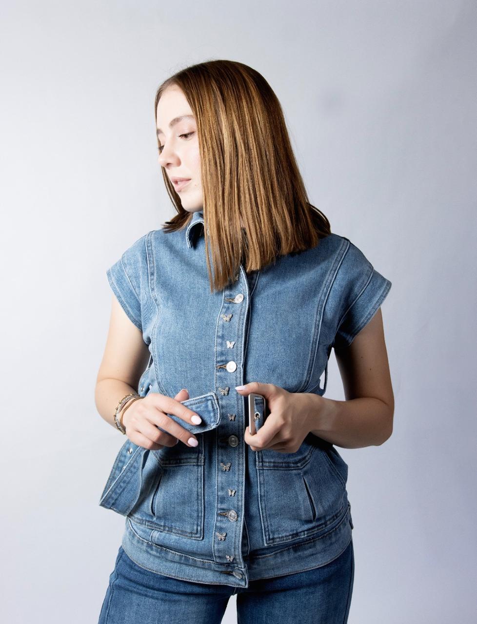 Chaleco Denim bolsillos maxi