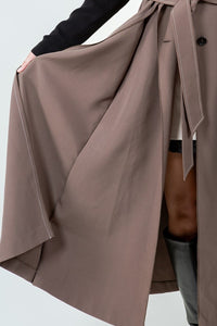 Fashion Styled Chaleco largo doble solapa Café