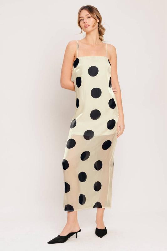 Vestido gasa tirantes polka dots chunky