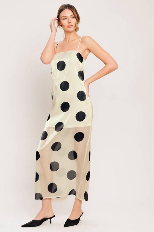 Vestido gasa tirantes polka dots chunky