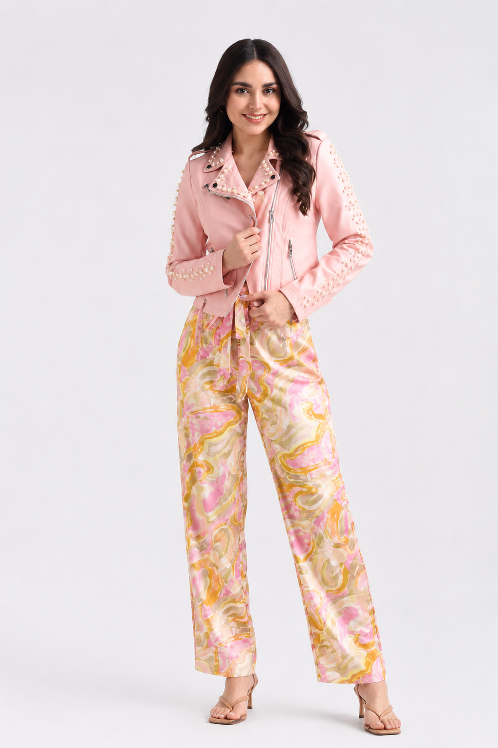 Pantalón psicodélico recto Amarillo con Rosa