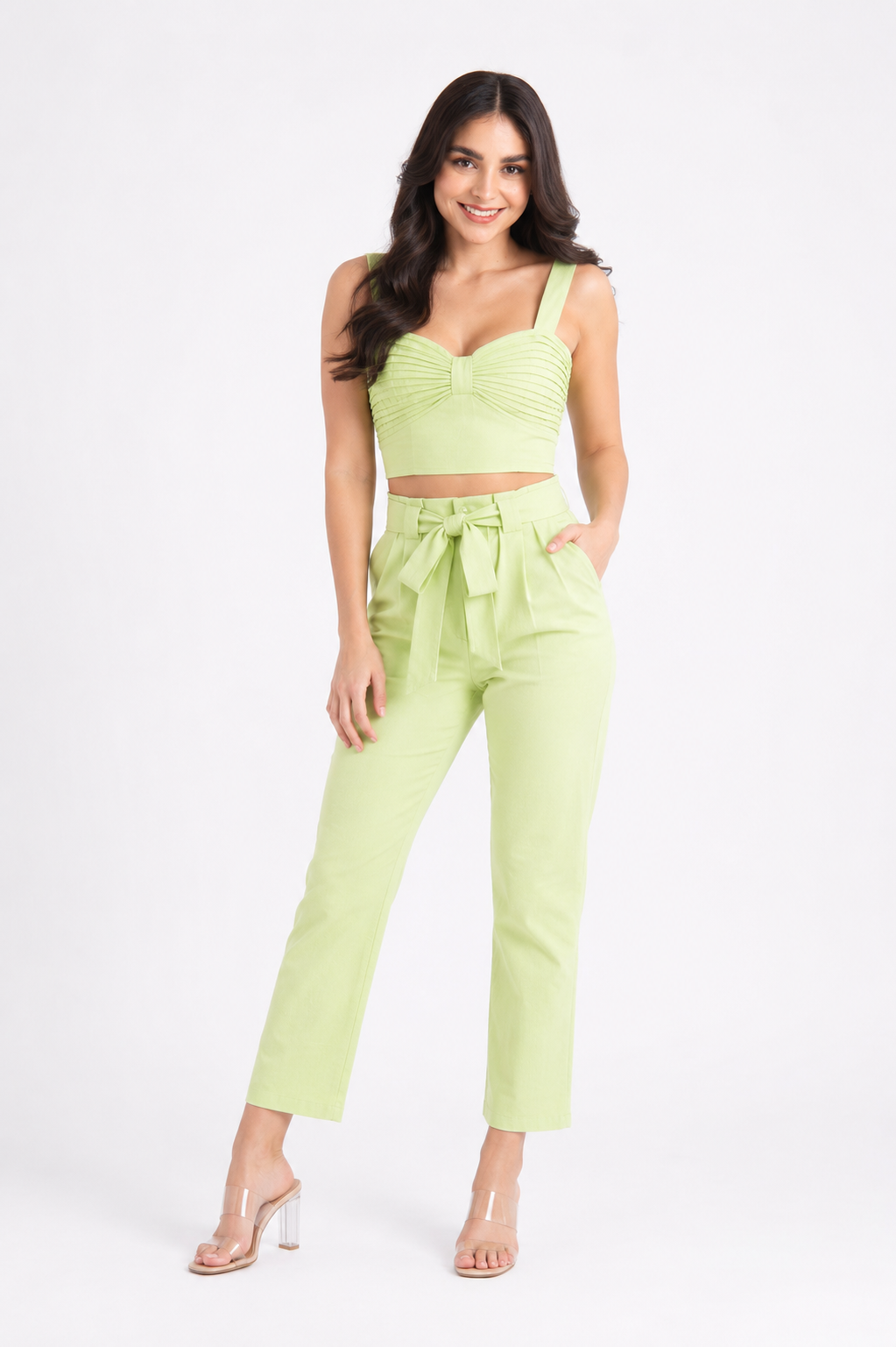 Set Pantalón y Top drapeado Lime