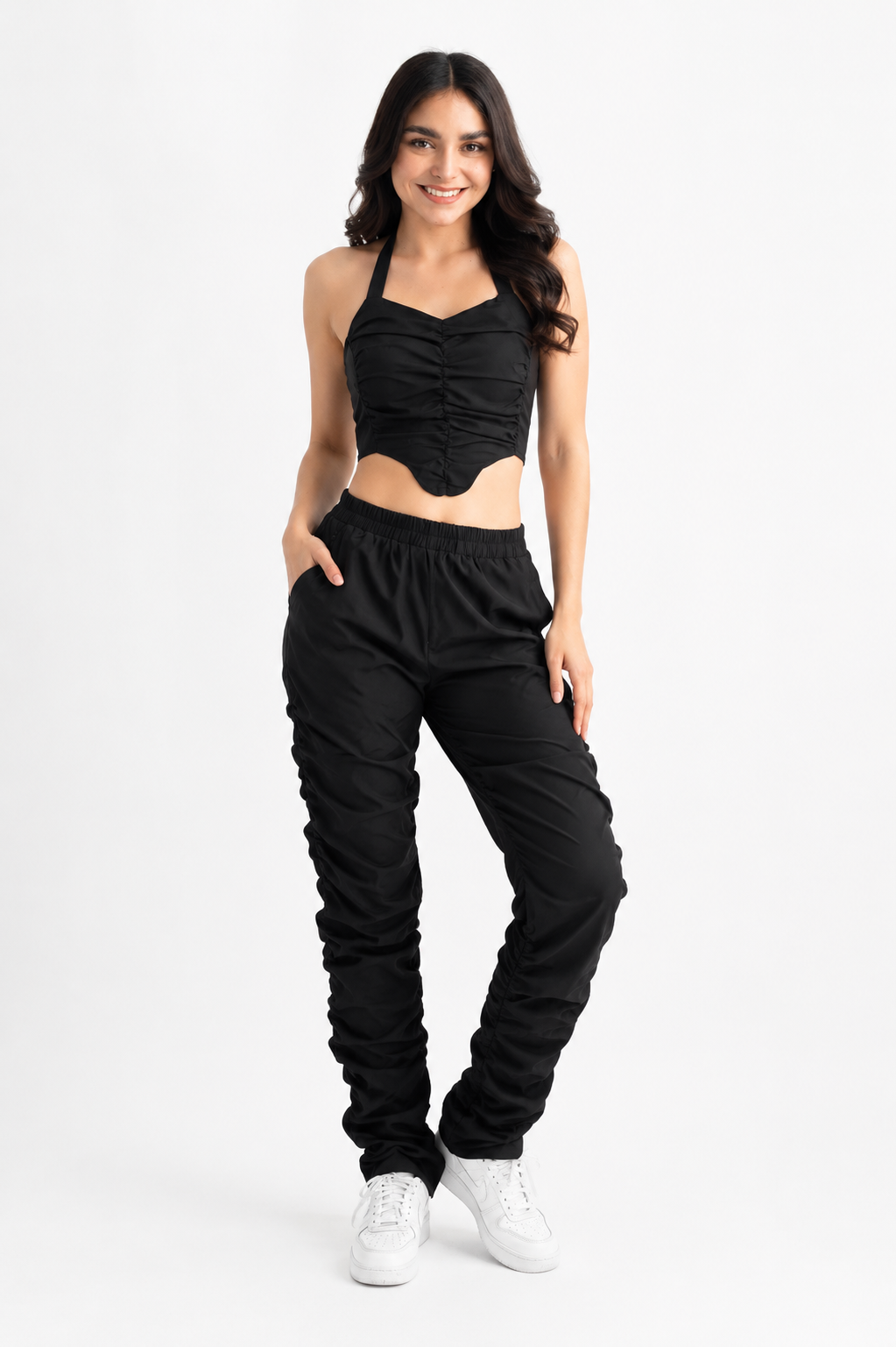 Set Pantalón y Top drapeado Negro