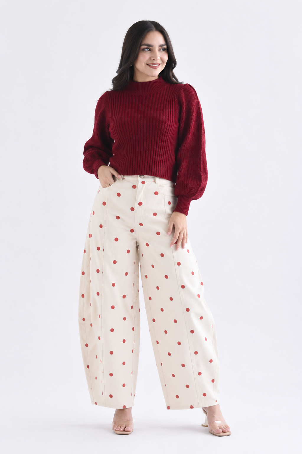 Sweater con manga puffy Vino