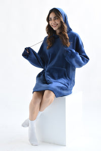 Fashion Styled Poncho fleece peluche Azul