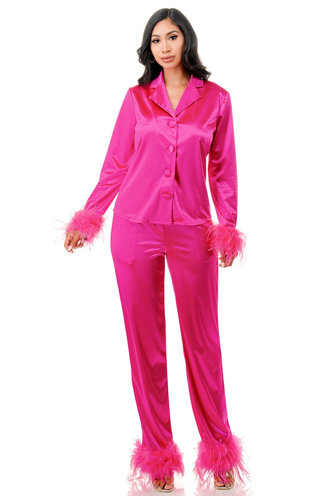 Set pijama Pantalón y Blusa plumas