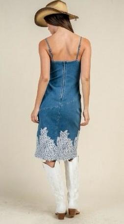 Vestido Denim con Encaje