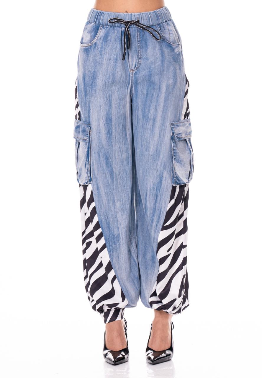 Pantalón globo Denim con zebra