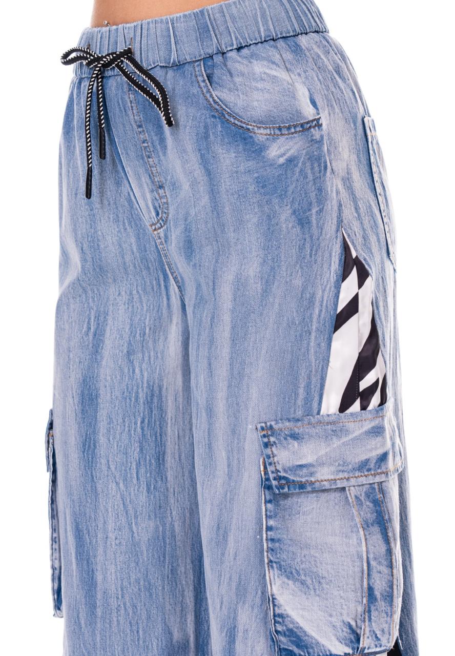 Pantalón globo Denim con zebra