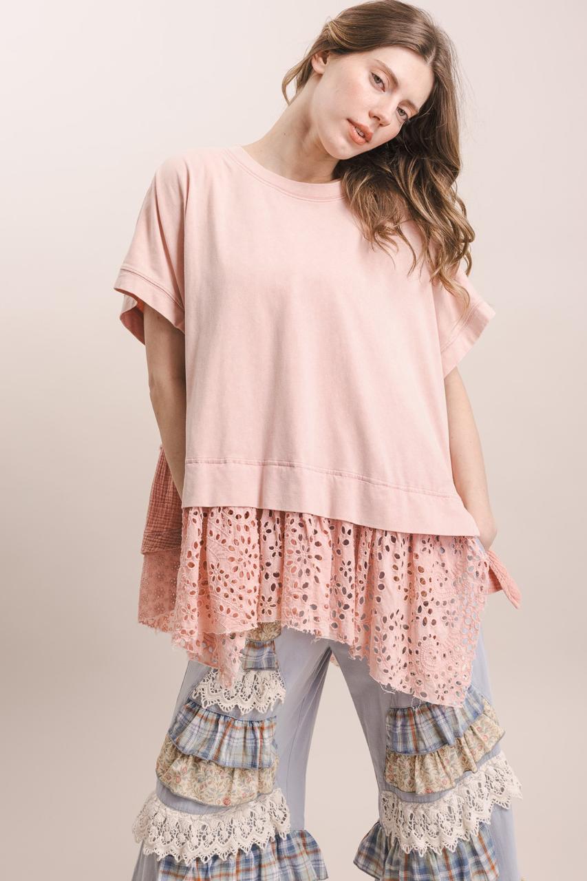 T-Shirt oversize olán calado