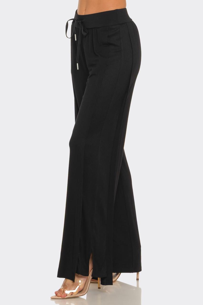 Pantalón algodón wide lateral canalé