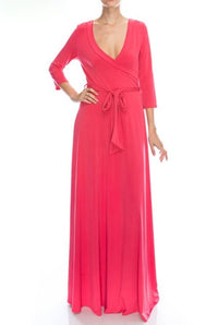 Fashion Styled Vestido largo spandex Coral