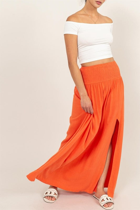 Falda boho pretina ancha Coral