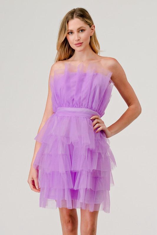 Vestido tulle strapless Lila